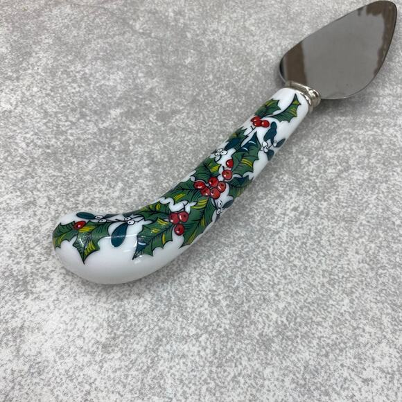 Vintage Sheffield England Christmas Holiday Porcelain & Stainless Steel Cake Pie - Picture 1 of 9